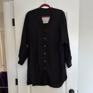 notPERFECTLINEN Heavyweight Linen Blackest Black oversized Livorno Shirt m/l